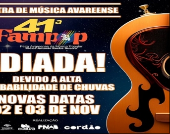 Previsão de chuvas adia a 41ª Fampop para início de novembro