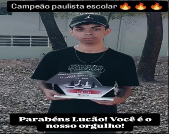 Jovem enxadrista avareense é campeão paulista escolar do interior de xadrez